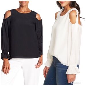 Nordstrom 1. STATE COLD SHOULDER BUCKLE DETAIL TOP